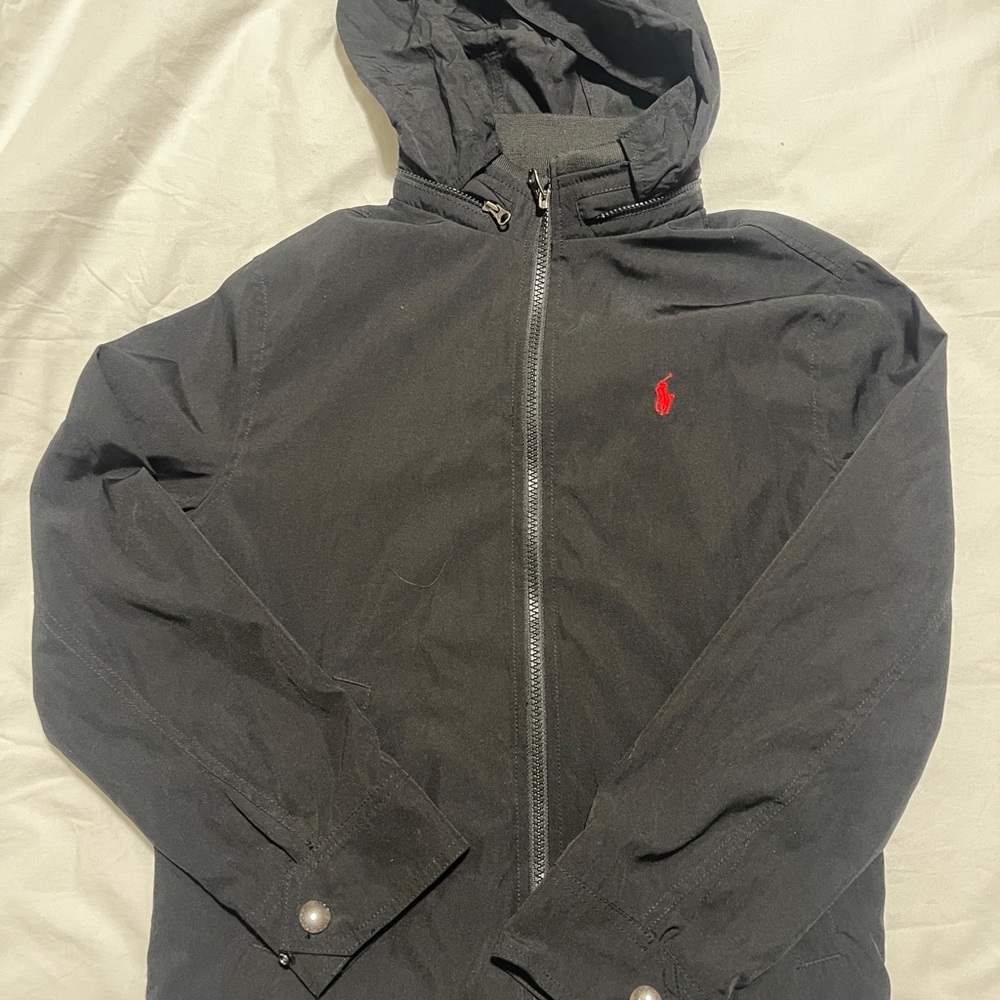 Boys Polo by Ralph Lauren Black Lightweight Rain Jacket with Hood